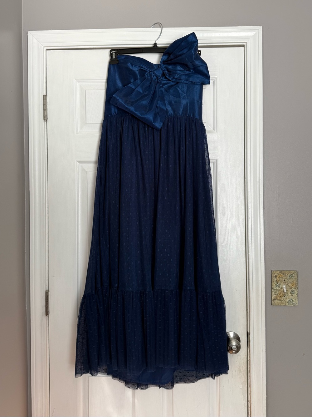 Anthropologie Hutch Tulle Bow-Tie Midi Dress Strapless Navy